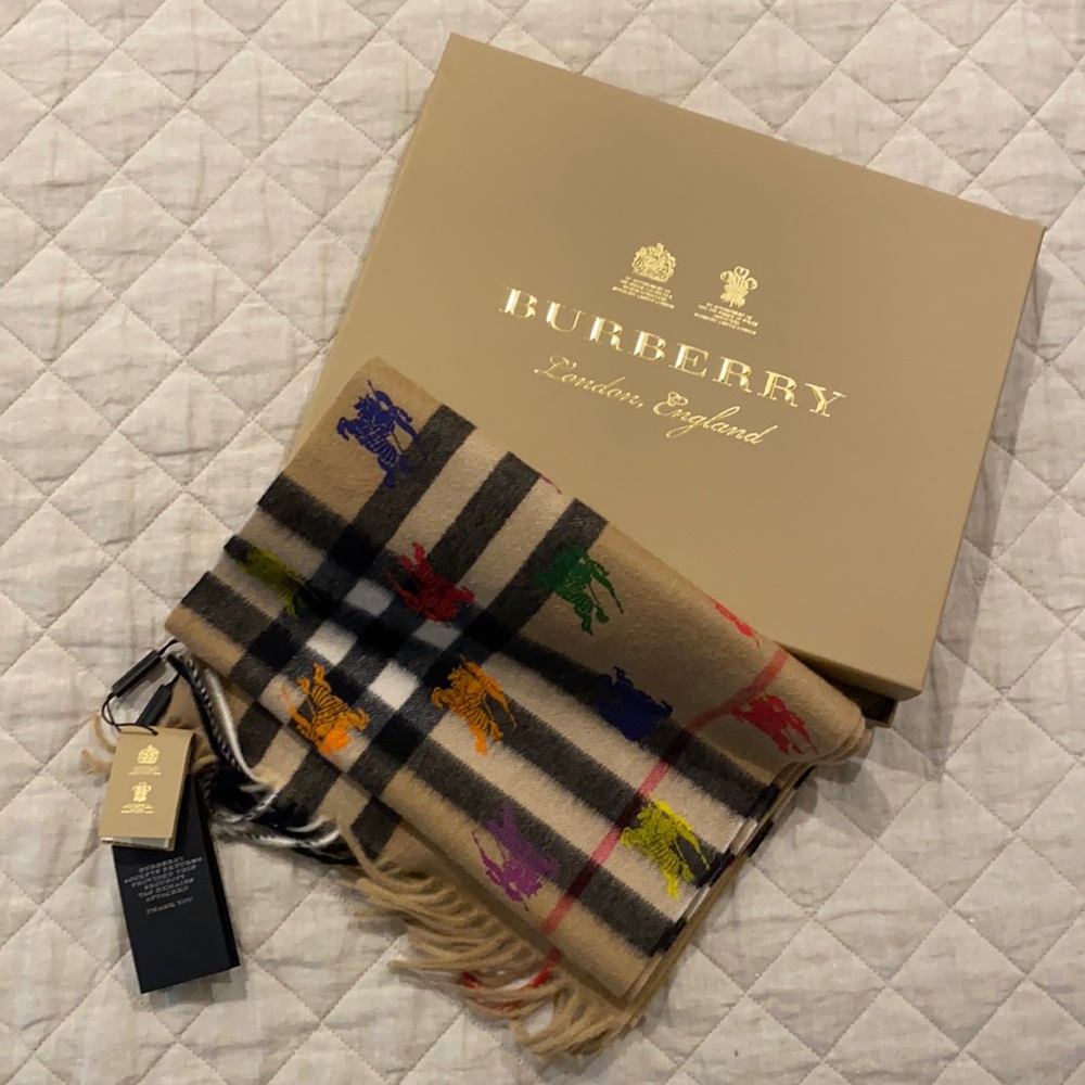 Burberry EKD Giant Check Cashmere Scarf NWT